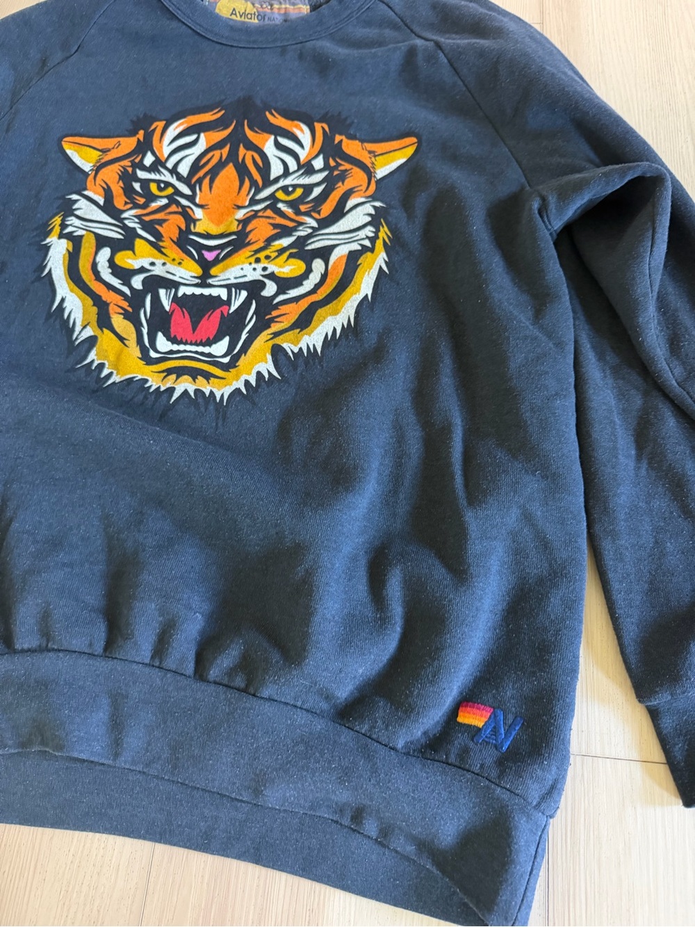 Aviator Nation Black Crewneck with Bold Orange Tiger size xxl (unisex ) - Picture 2 of 3